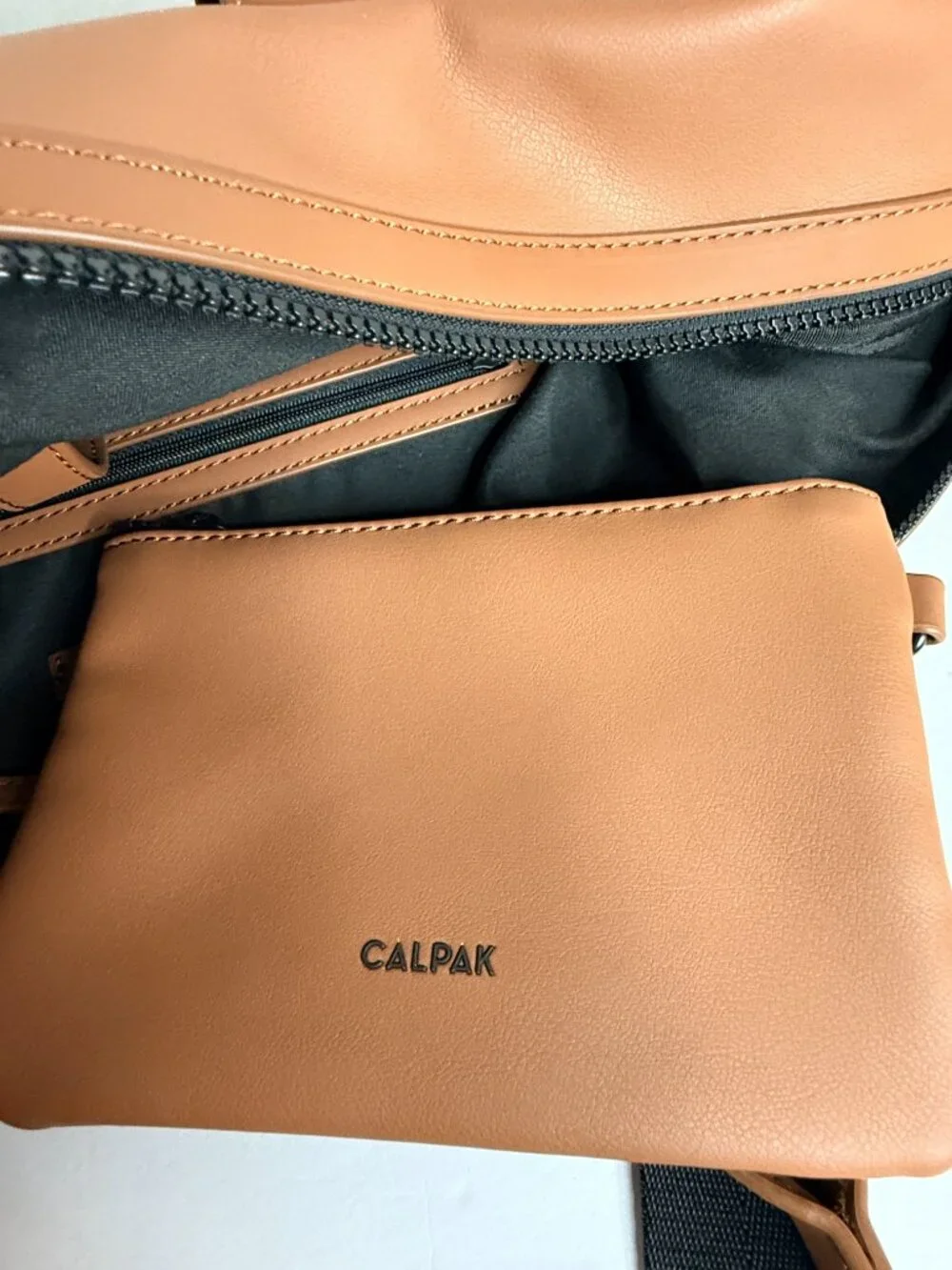 CALPAK Tan Brown Travel Duffel Weekender Carryon Overnight- Some Peeling